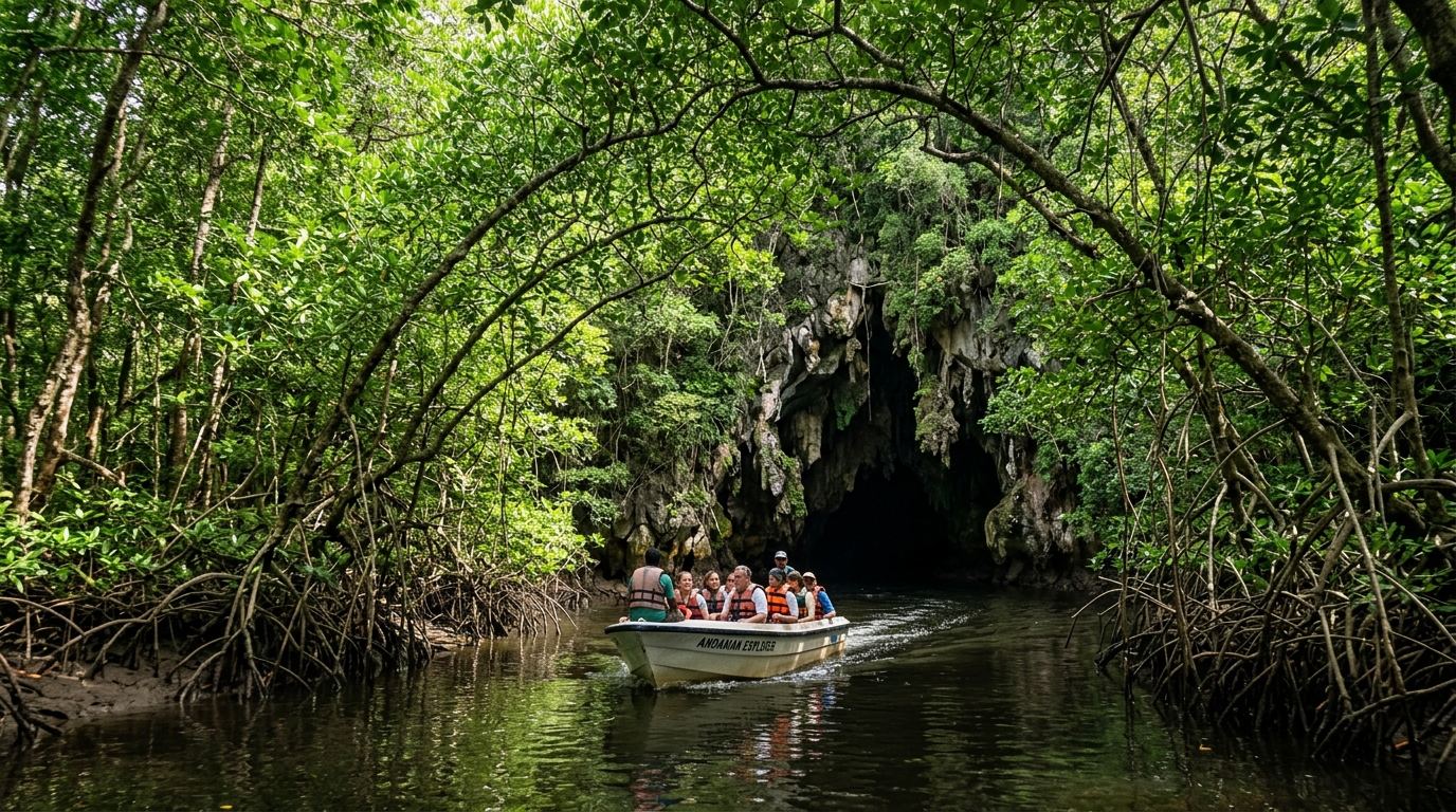 Baratang limestone caves and mangrove waterways in Andaman