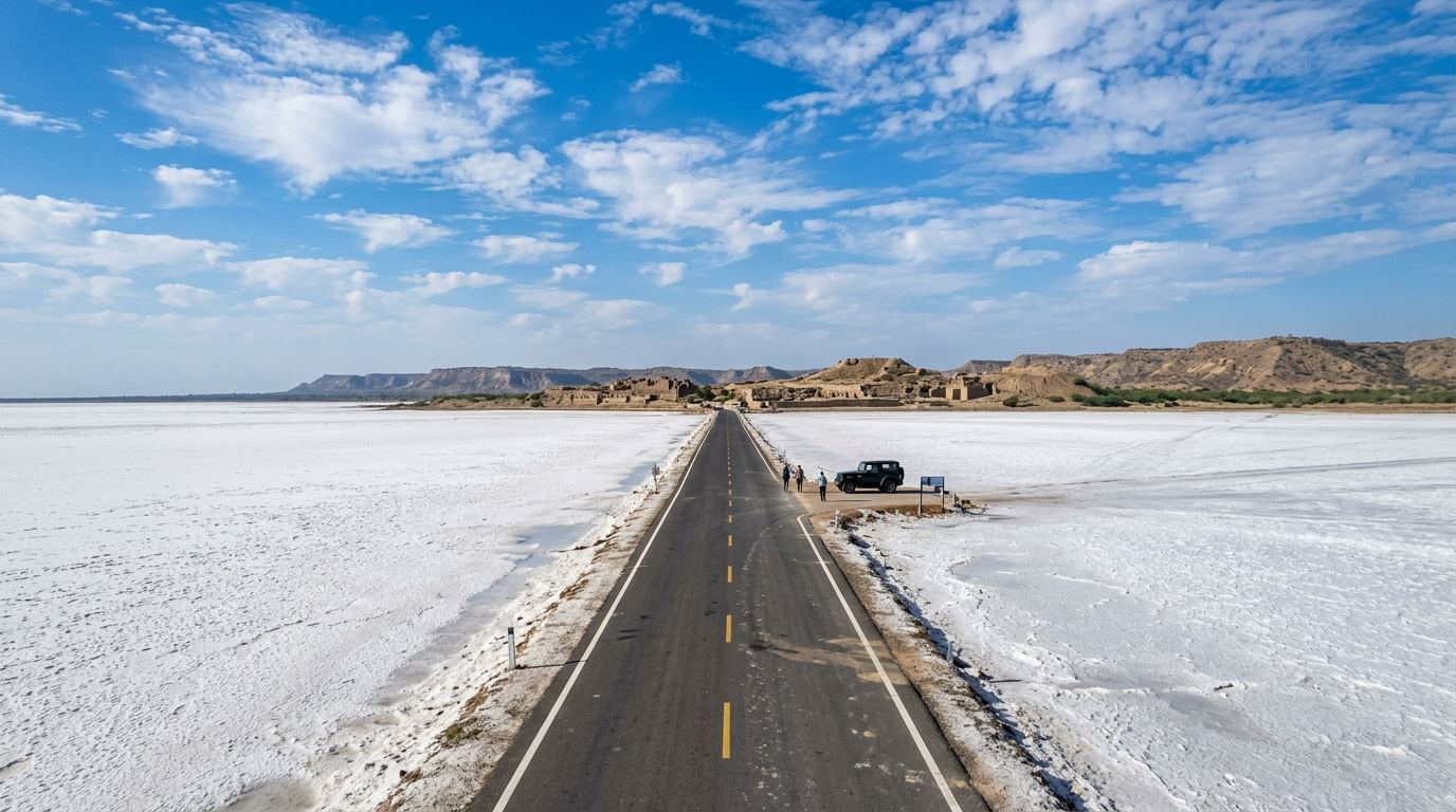 Road to Heaven salt desert bridge and Dholavira ruins, Gujarat