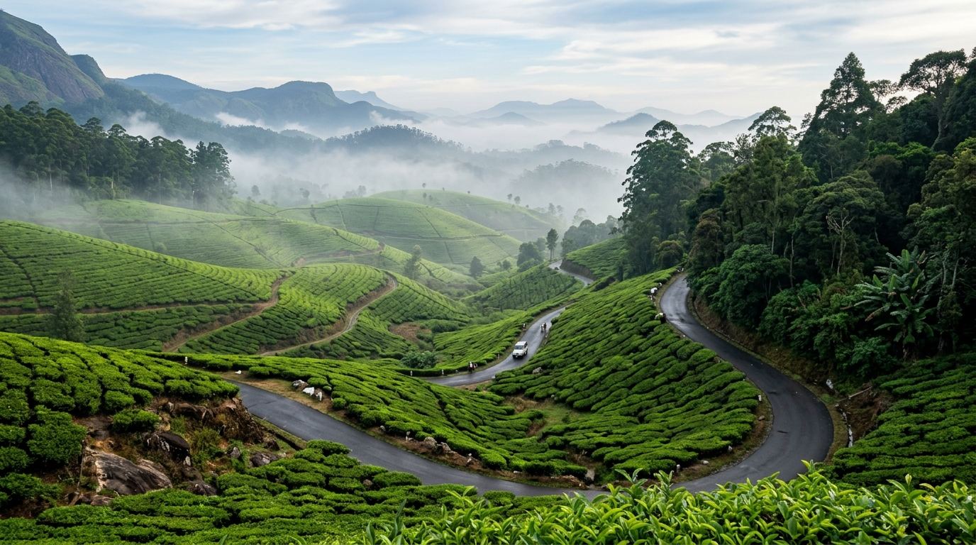 Misty rain forests and organic tea gardens of Valparai, Tamil Nadu