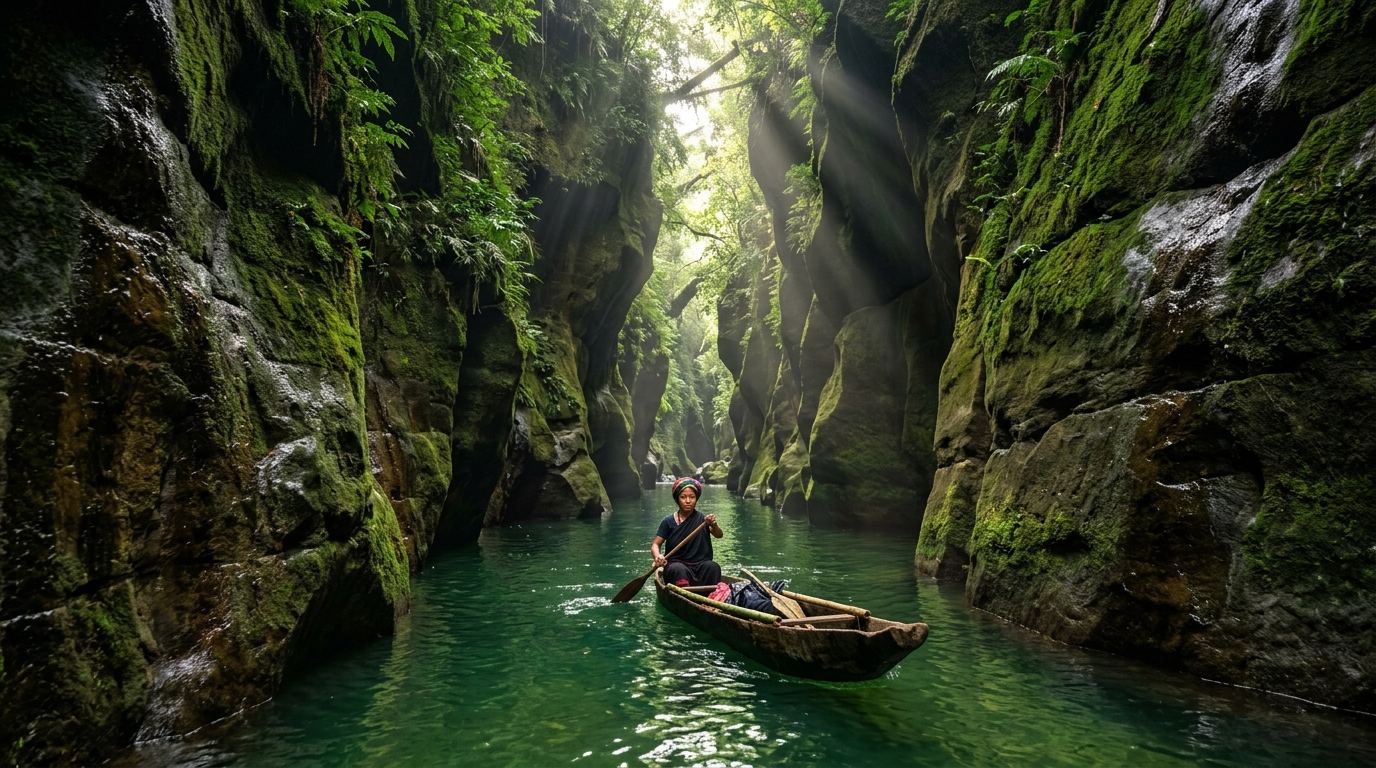 Wari Chora hidden slot canyon in South Garo Hills, Meghalaya